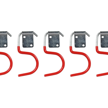 Set van 5 gegalvaniseerde S-haken, ideaal voor gereedschap ophangen.