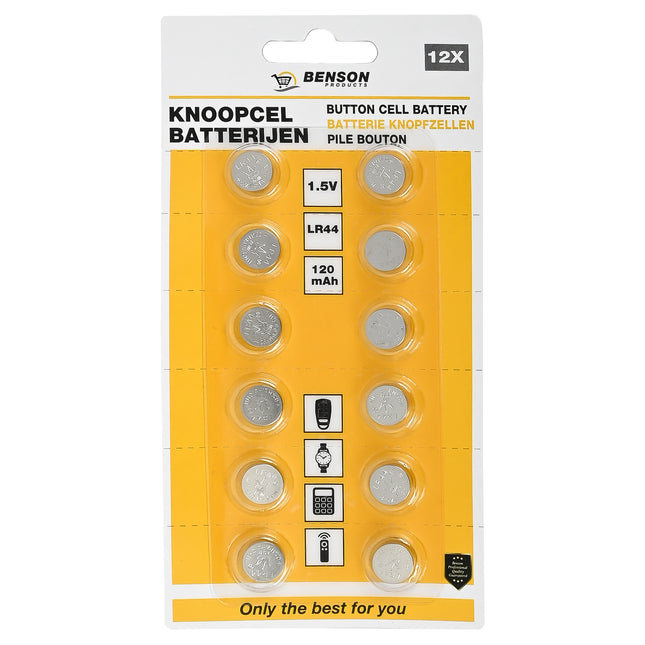 Batterij knoopcel 1,5V LR44 12 dlg