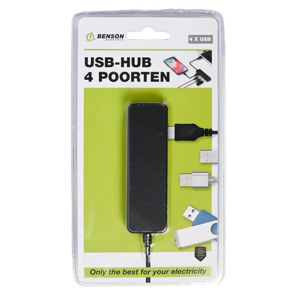 USB-hub 4 Poorten - Slank, 28cm kabel, voor muizen en toetsenborden