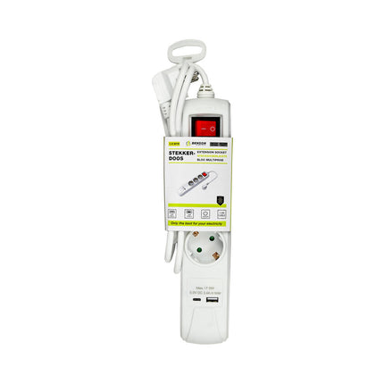 Steckdosenleiste 3-fach mit Schutzkontakt, USB-A/C, Schalter, 1,5 m Weiß - Für Zuhause & Büro