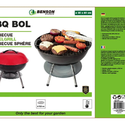 Kleine BBQ Bol ø 35x40 cm, ideaal voor houtskoolgrillen op balkon.