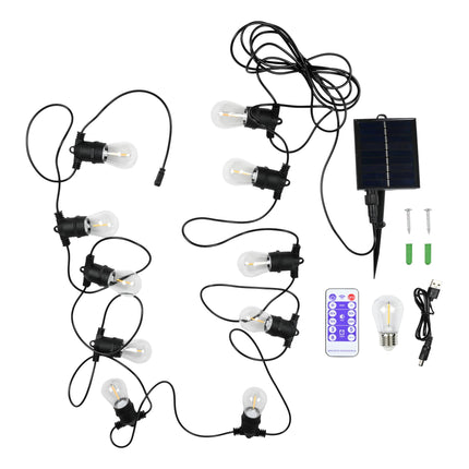 LED lichtsnoer 8 mtr solar IP44 10 dlg – Licht kleur warm wit, Totale lengte 8 m