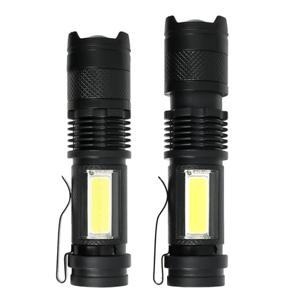 Zaklamp COB oplaadbaar 2 dlg – Bulb 3W LED + COD, Afmeting 26 x 26 x 100 mm, Lumen 100 lm