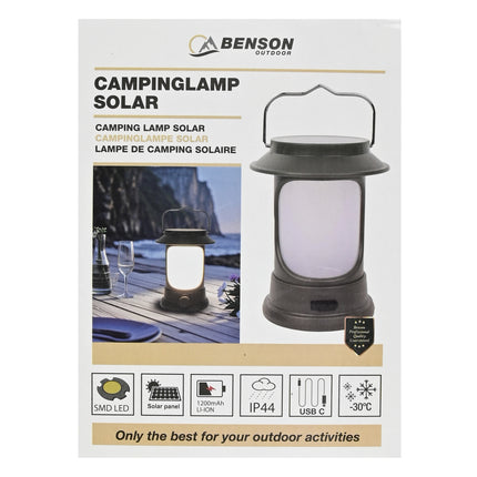 Campinglamp solar – Lichtbron SMD warm wit en wit, Solar paneel batterij 1x1200 mAh