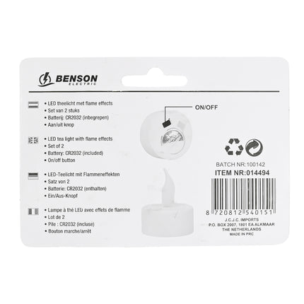 LED theelicht flame effect 2 dlg – Batterij CR2032 (inbegrepen)