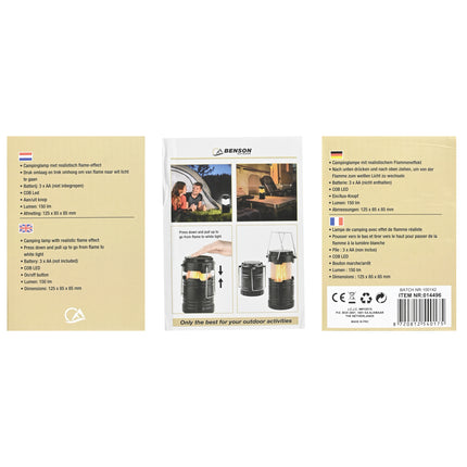Campinglamp flame effect 2-in-1 – Batterij 3 x AA (niet inbegrepen), Bulb COB, 85 mm