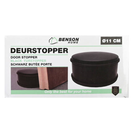Zwarte RVS Deurstopper ø11 cm, Bescherming met Rubber, 1,1 kg