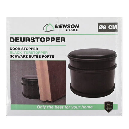 Deurstopper ø9 cm Zwart, RVS, 1,1 kg, Beschermt Vloeren en Muren