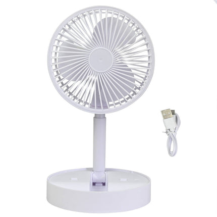 Opvouwbare Witte Ventilator, 3 Snelheden, Oplaadbaar, 800mAh Batterij