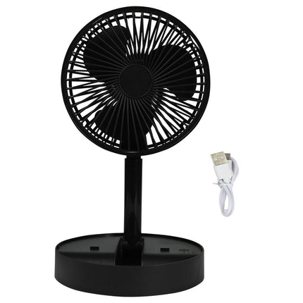 Faltbarer schwarzer Ventilator: aufladbar, kompakt, ideal für Reisen