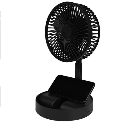 Faltbarer schwarzer Ventilator: aufladbar, kompakt, ideal für Reisen