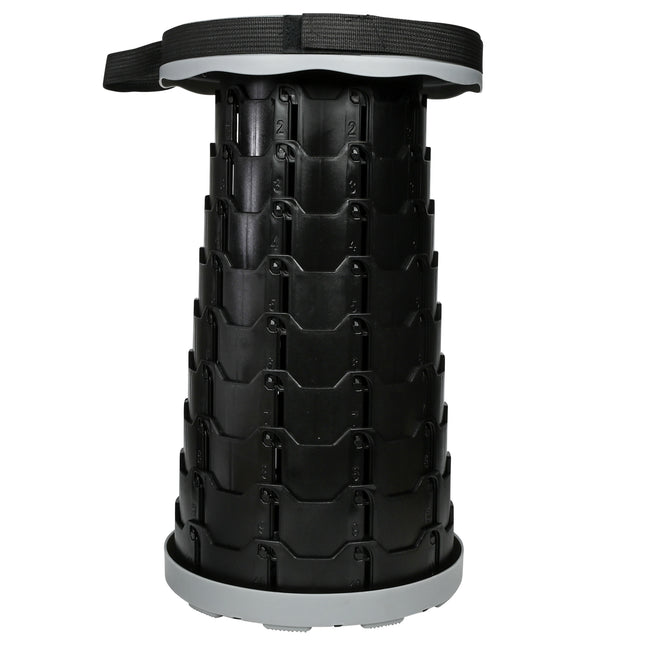 Kruk opvouwbaar draagbaar ABS grijs – Diameter zitting 25 cm, Hoogte 6 - 46 cm