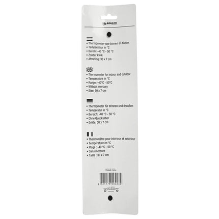 Witte Metalen Thermometer 30 cm, Celsius/Fahrenheit, Tuin/Veranda.