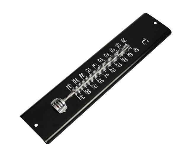 Zwarte Metalen Thermometer 30 cm, -50°C tot 50°C, Tuin & Veranda