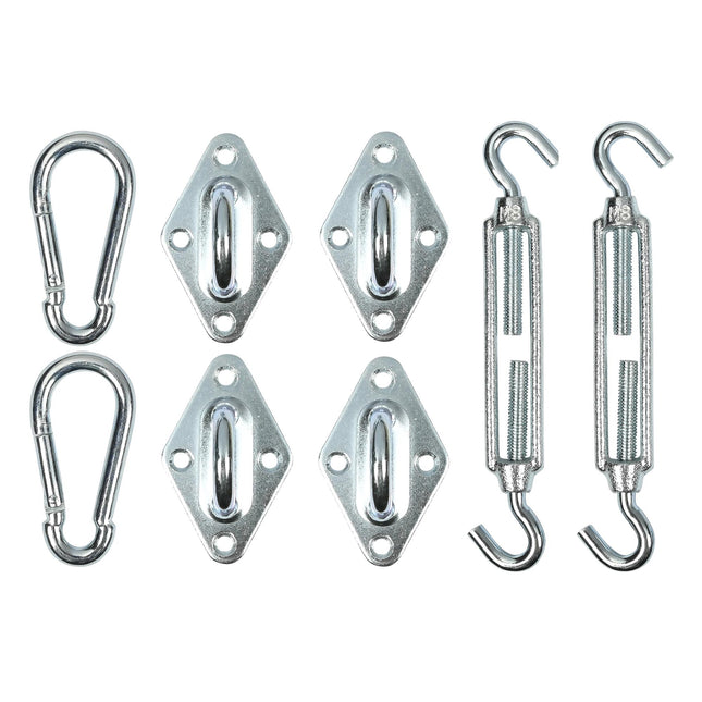 Bevestigingsset schaduwdoek 8 dlg – Materiaal staal, 50 mm, 8 mm, 80 mm