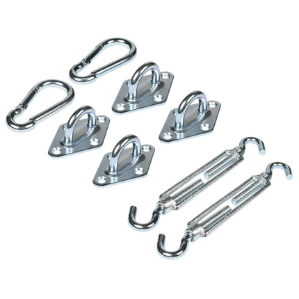 Bevestigingsset schaduwdoek 8 dlg – Materiaal staal, 50 mm, 8 mm, 80 mm