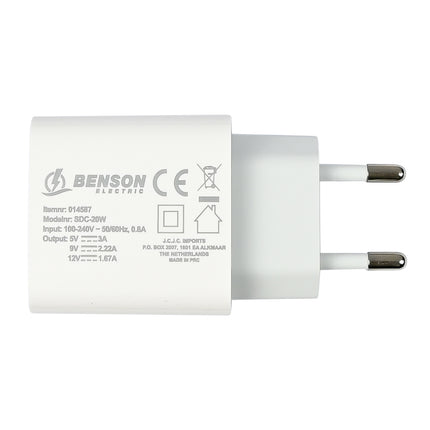 USB-C lader 20W – Ingangsvoltage AC 110-240V 50/60Hz, 240V, 15W, 12V