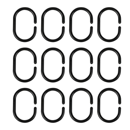 Douchegordijn ringen 12 dlg zwart – Aantal 12 ophanghaken, Afmeting 5,8 x 4 x 0,5