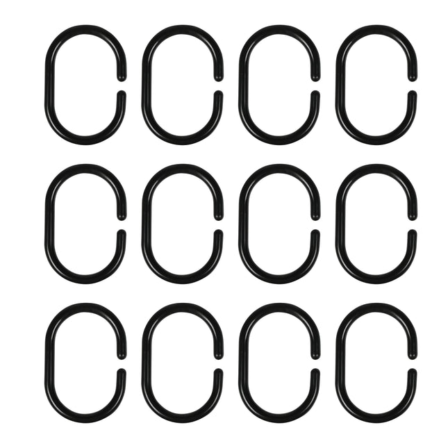 Douchegordijn ringen 12 dlg zwart – Aantal 12 ophanghaken, Afmeting 5,8 x 4 x 0,5