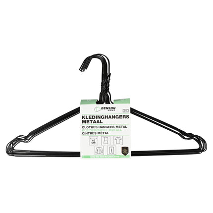 Kledinghangers metaal 10 dlg zwart – Breedte 40 cm, 40 cm