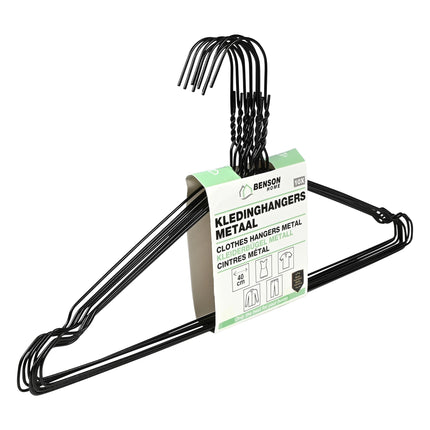 Kledinghangers metaal 10 dlg zwart – Breedte 40 cm, 40 cm