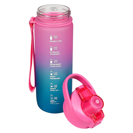 Drinkfles 750 ml blauw/ roze – Hoogte 25 cm, Diameter ø 7,5 cm, 25 cm, 7,5 cm
