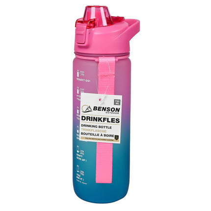 Drinkfles 750 ml blauw/ roze – Hoogte 25 cm, Diameter ø 7,5 cm, 25 cm, 7,5 cm