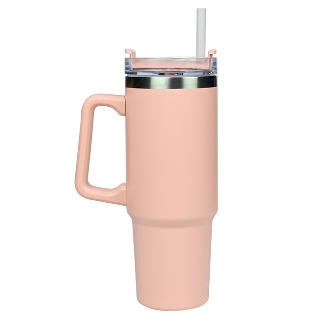 Thermosbeker 900 ml roze – Hoogte 24,5 cm, Diameter ø 8,9 - 7,2 cm, Inhoud 900 ml