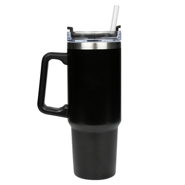 Thermosbeker 900 ml zwart – Hoogte 24,5 cm, Diameter ø 8,9 - 7,2 cm, Inhoud 900 ml