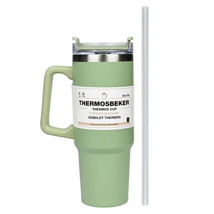 Thermosbeker 900 ml groen – Hoogte 24,5 cm, Diameter ø 8,9 - 7,2 cm, Inhoud 900 ml