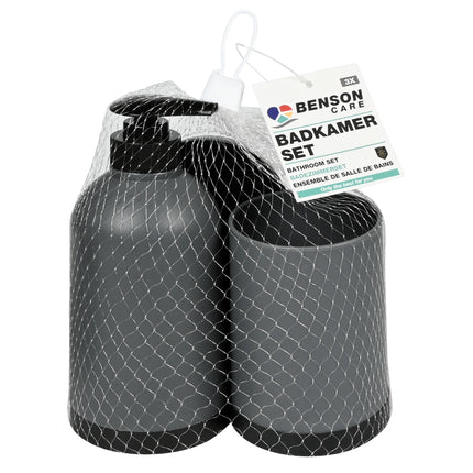 Badkamerset grijs 3 dlg – Inhoud zeepdispender 350 ml, 350 ml
