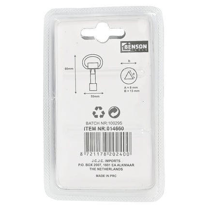 Driehoek sleutel 60 x 55 mm – Maat driehoek 8 mm, Lengte sleutel 60 mm, 8 mm, 60 mm