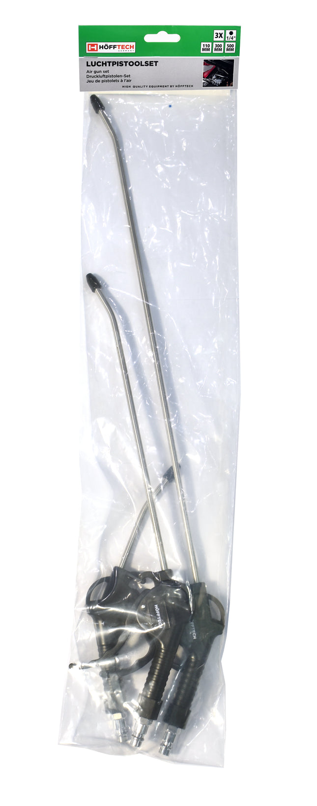 Luchtpistoolset 3 dlg – Afmetingen 110, 300 en 500 mm, Aansluiting 1/4" ( 6.3 mm)