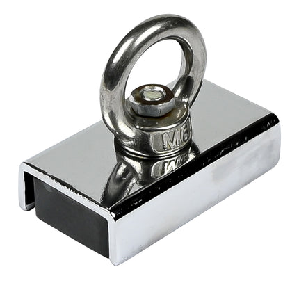 Magneet met oog – Afmetingen magneet 48 x 28 x12 mm, Binnendiameter oog 17 mm, 2,25 kg