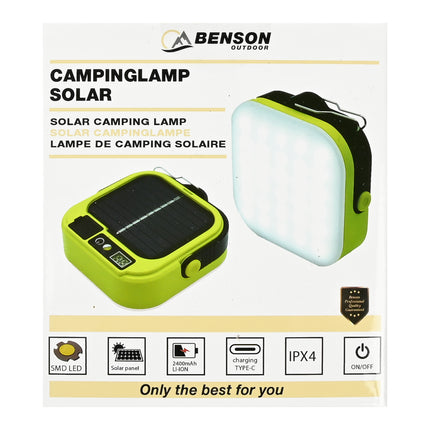 Campinglamp solar met powerbank – Zonnepaneel 5,5 V 0,8W, Afmeting 80 x 80 x 30 mm