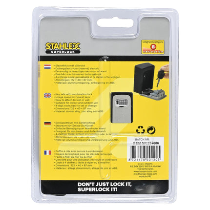 Sleutelkluis + cijferslot metaal profi – Afmetingen 122 × 40 × 87 mm, 87 mm