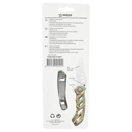 Zakmes inklapbaar survival – Lengte lemmet 8.5 cm, Lengte ingeklapt 11.5 cm, 8.5 cm