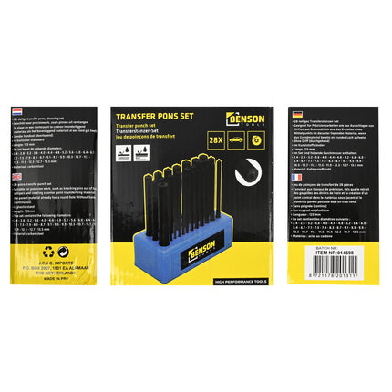 Transfer pons set 28 dlg – Lengte 123 mm, Materiaal carbonstaal, 123 mm, 13.5 mm