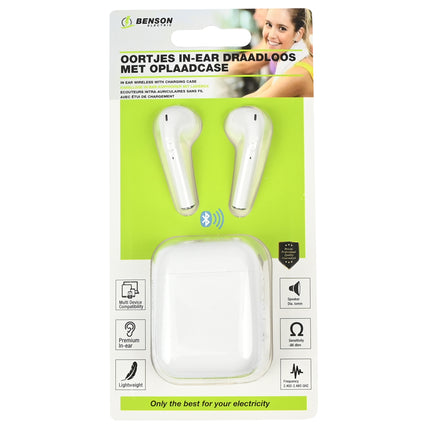 Oortjes in-ear draadloos met oplaadcase