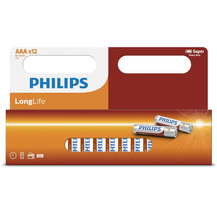 Philips AAA Batterijen 1.5V, 12 stuks - Ideaal voor Afstandsbedieningen