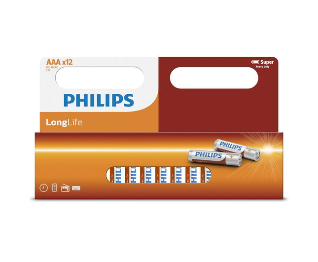 Philips AAA Batterijen 1.5V, 12 stuks - Ideaal voor Afstandsbedieningen