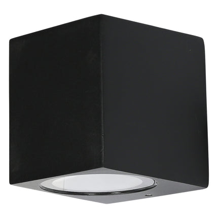 Wandlamp vierkant IP65 – Fitting GU10, Waterdicht IP65, Snoer lengte 30 cm, Kleur zwart