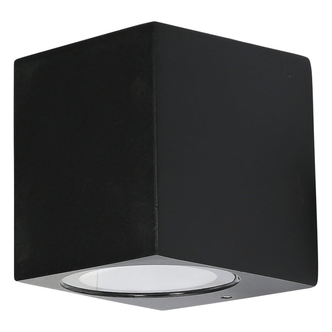 Wandlamp vierkant IP65 – Fitting GU10, Waterdicht IP65, Snoer lengte 30 cm, Kleur zwart
