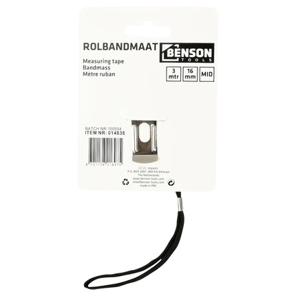 Rolbandmaat 3 meter x 16 mm MID