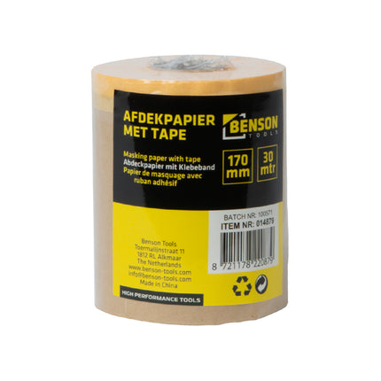 Afdekpapier met tape 170 mm x 30 mtr – 30 meter