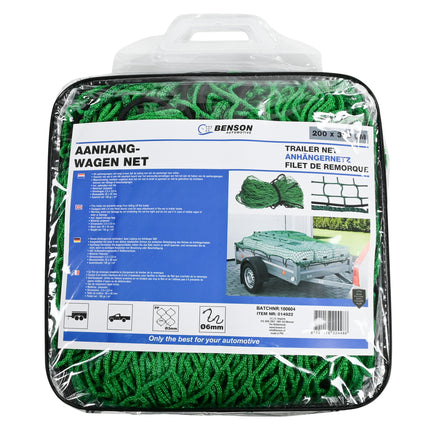 Aanhangwagen net 2,0 x 3,0 mtr in tas – Materiaal polyester, Afmetingen 2,0 x 3,0 m