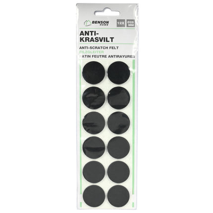 Antikrasvilt ø28 mm 12 dlg zwart – Maat ø28 mm, Aantal 12 st