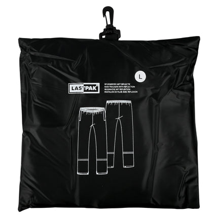 Regenbroek zwart met reflectie maat L – Materiaal polyester