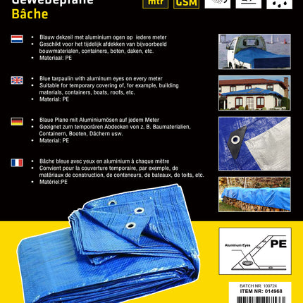Dekzeil 3 x 4 mtr blauw profi