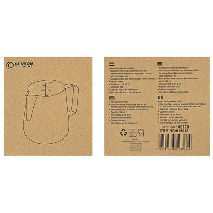 Melkkan RVS 350 ml – Inhoud 350 ml, Afmetingen ø 7,5 x 9,5 cm, Materiaal RVS, 9,5 cm
